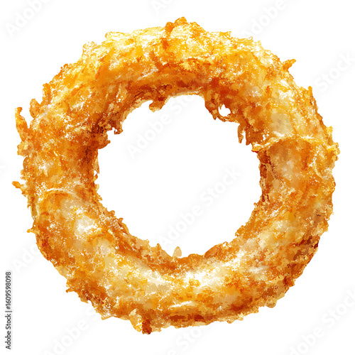 Crispy Golden Onion Ring Isolated on White Background