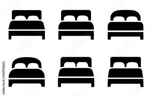Collection of beds with pillows in simple style