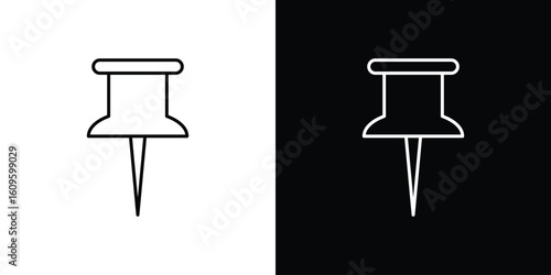 Push pin icon. Editable stroke line icons