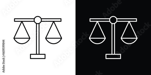 Scales of justice icon. Editable stroke line icons