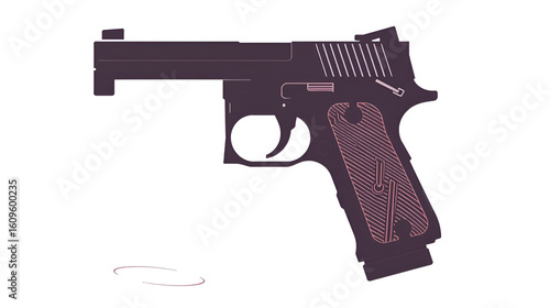Silhouette of a Handgun; Firearm Design with Trigger and Grip Details.