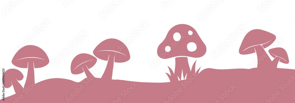 Naklejka premium Blue, pink and Red Colorful mushroom icon set. A collection of mushroom silhouette vector illustrations featuring diverse shapes and designs. Eps 10