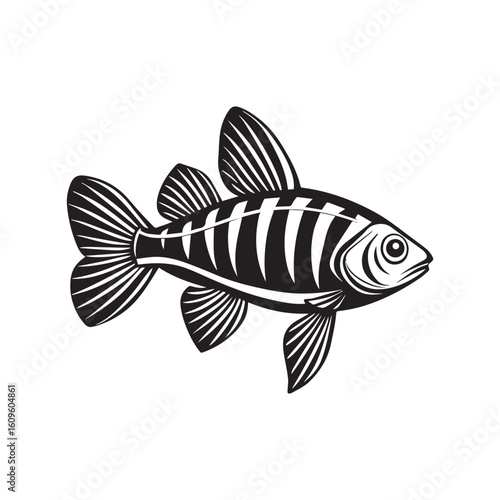 Zebra danio silhouette vector illustration logo sticker design 