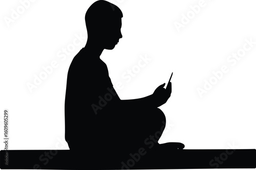 Distracted Meditator Silhouette - Phone Yoga