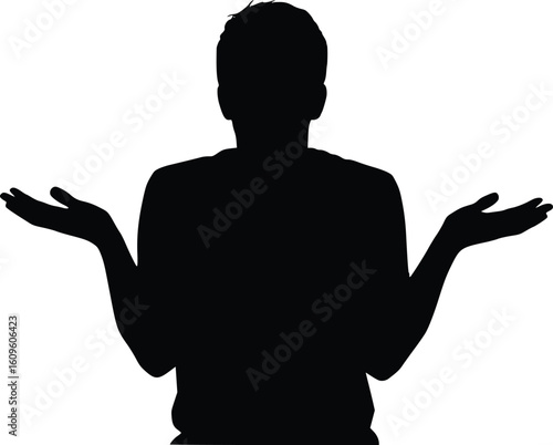 Shrug Gesture Silhouette - "Who Knows" Pose