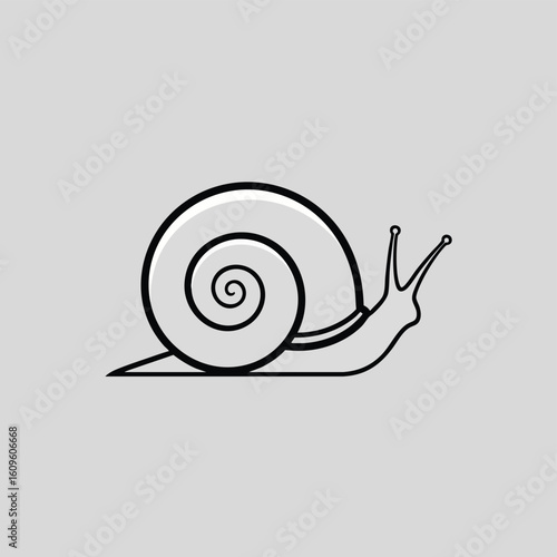 Simple Outline of a Snail Shell and Body.
