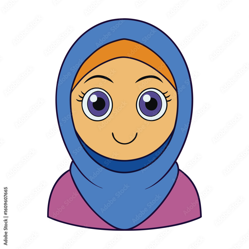 Cute Hand Drawing Girl Wearing Hijab Vector Illustration Cute Hand Drawing Girl Wearing Hijab Vector Illustration