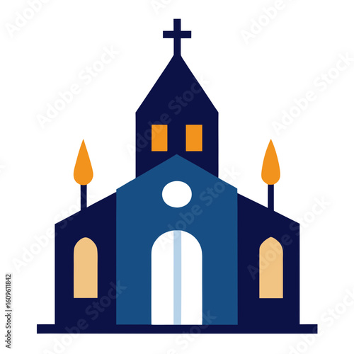 Church with Candlelight AI vector format, perfect for digital use, religious graphics, and spiritual microstock content.