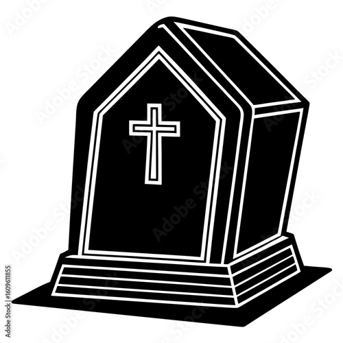 Closed Tomb with Cross Above AI vector format, perfect for digital use, religious graphics, and spiritual microstock content.