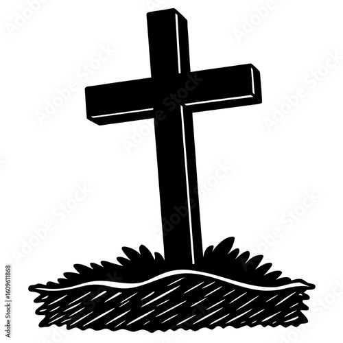 Empty Cross AI vector format, perfect for digital use, religious graphics, and spiritual microstock content.