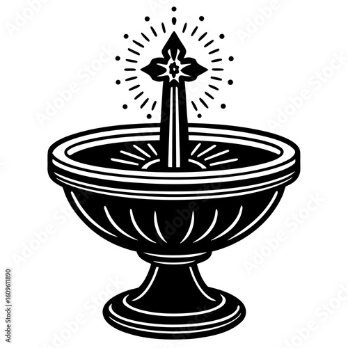Holy Water Font AI vector format, perfect for digital use, religious graphics, and spiritual microstock content.