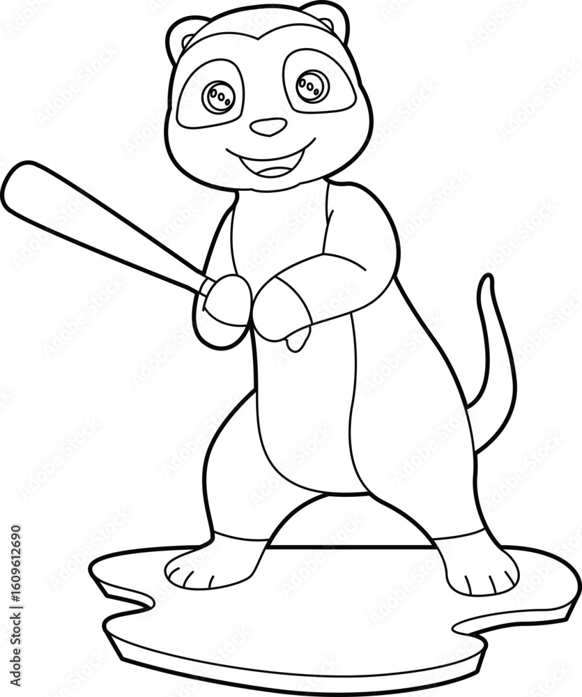 Obraz premium Meerkat Baseball Baseball bat Animal Vector Graphic Art Illustration