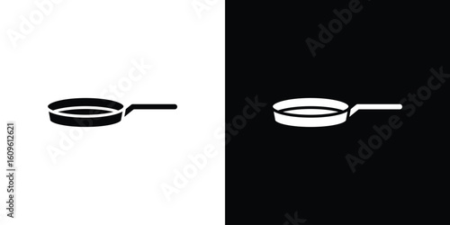 Frying pan icon illustrations filled outline style. EPS10