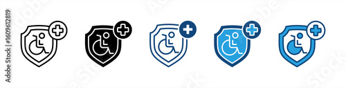 Disability Insurance icon set multiple style collection