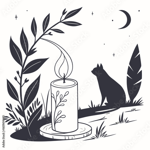 Candle in Darkness AI vector format, perfect for digital use, religious graphics, and spiritual microstock content.