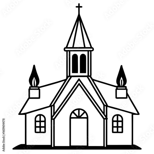 Church with Candlelight AI vector format, perfect for digital use, religious graphics, and spiritual microstock content.