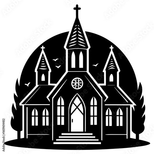 Church with Candlelight AI vector format, perfect for digital use, religious graphics, and spiritual microstock content.