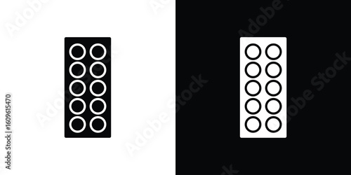 Pill blister pack icon illustrations filled outline style. EPS10