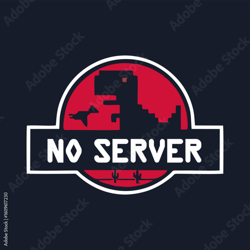 Dinosaur No server graphic design. Jurassic Park pixel art parody illustration. Vintage animal artwork for printed t-shirts, posters, stickers, and more.