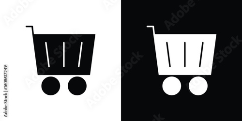 Shopping trolley icon illustrations filled outline style. EPS10