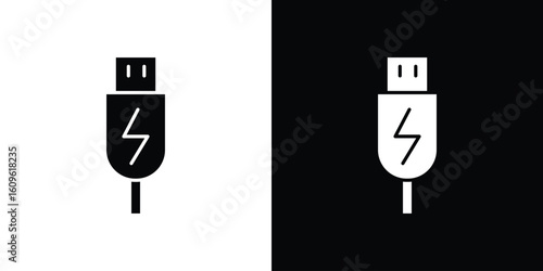USB icon illustrations filled outline style. EPS10