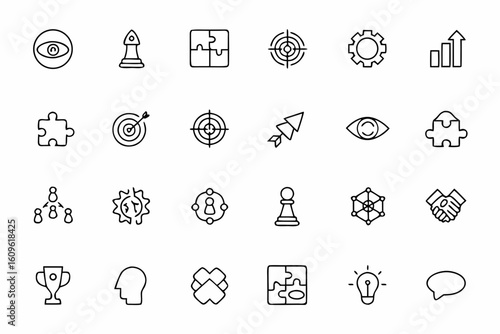 A modern minimalist bundle exploring business strategy and planning concepts through continuous-line illustrations. Suitable for entrepreneurs, marketers, and designers.