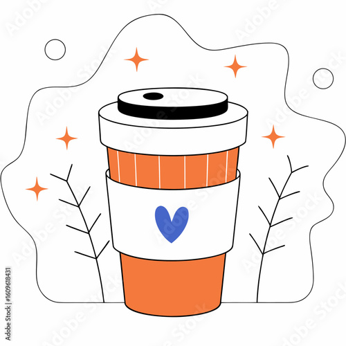 Autumn Takeaway Coffee Cup with Sleeve