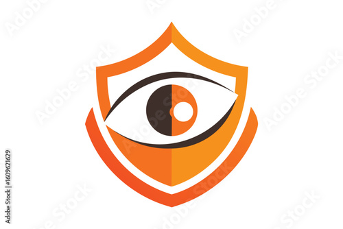 Stylized Eye with Orange Tear Becoming Shield – Resilience Symbol Vector Illustration