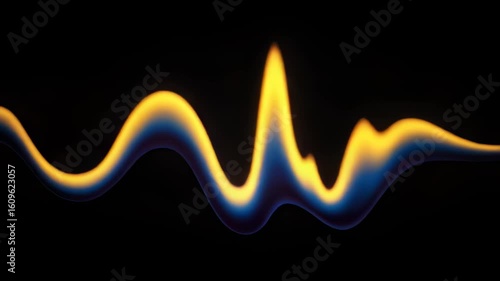 Vibrant Blue and Gold Flame Wave on Black