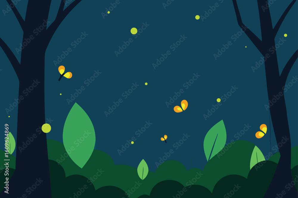 Obraz premium fireflies in forest