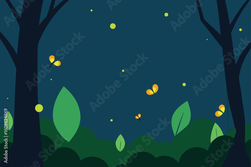 fireflies in forest