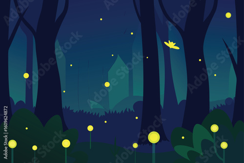 fireflies in forest
