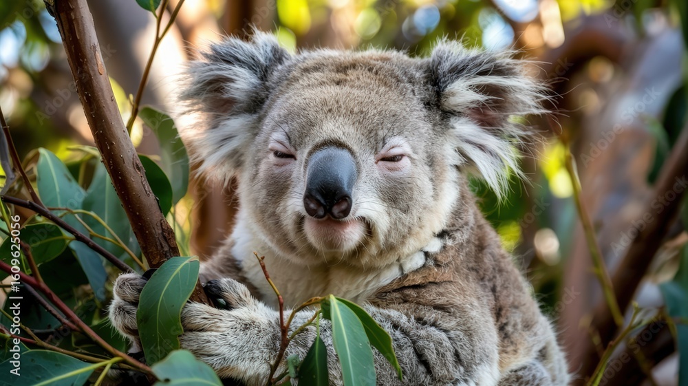 Fototapeta premium Close-up portrait of a koala in natural habitat