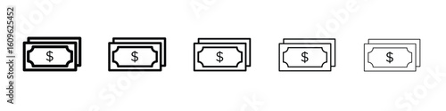 Cash icon. Thin line icons collection for web ui.