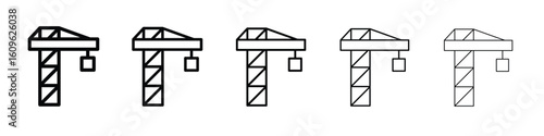 Construction crane icon. Thin line icons collection for web ui.