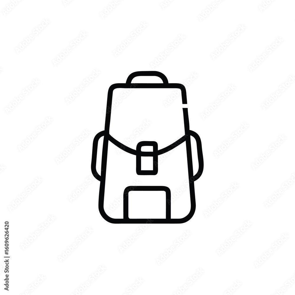 Fototapeta premium Outline icon a backpack with front pocket strap rucksack travel