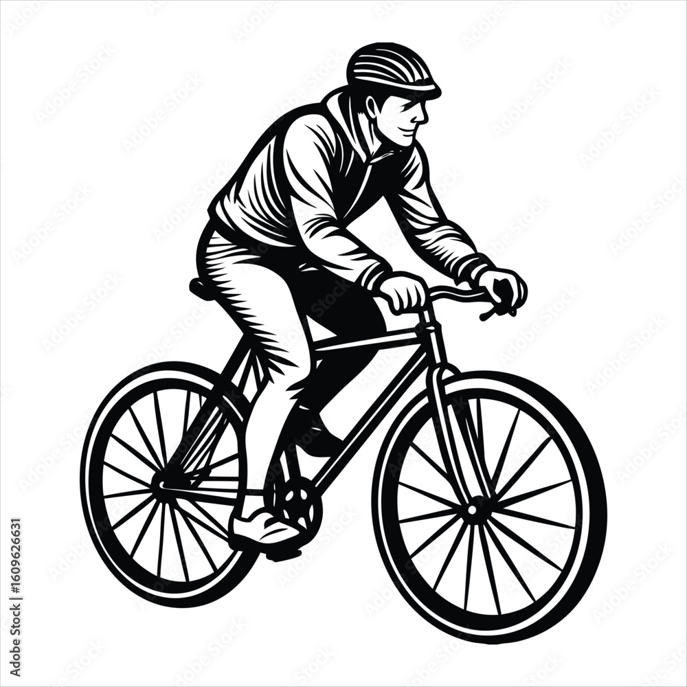 Naklejka premium Cyclists Silhouette Pack on Clean White Background