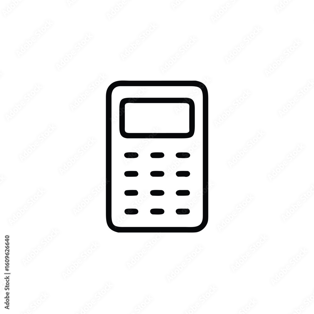 Outline icon a calculator with a blank screen buttons symbol technology Outline icon a calculator with a blank screen buttons symbol technology