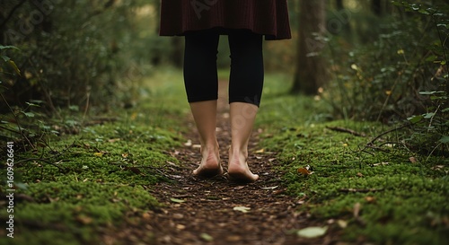 Forest Path Barefoot Wanderer: Connection with Nature