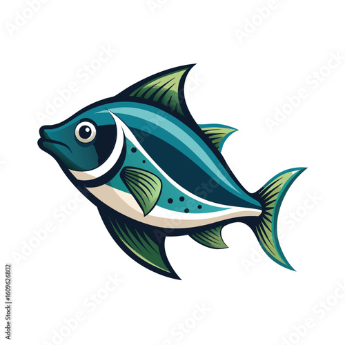Fish vector illustration of a marine animal in water with cartoon style and aquatic design elements