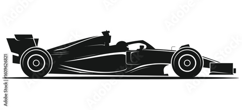 Formula One Racing Car Silhouette Vector – Side View F1 Speed Vehicle Illustration for Motorsport and Racing Design