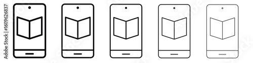 E-book icon. Thin line icons collection for web ui.