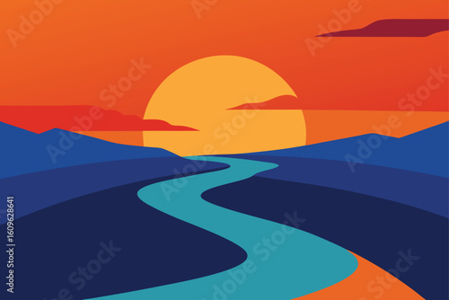 river delta sunset