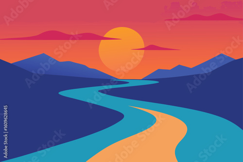 river delta sunset