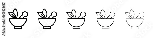 Herbal medicine icon. Thin line icons collection for web ui.