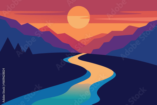 river valley at dawn