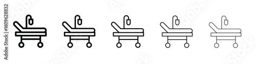 Hospital bed icon. Thin line icons collection for web ui.