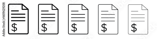 Invoice icon. Thin line icons collection for web ui.