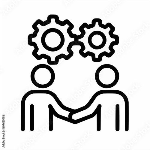 Business partnership concept with gears symbolizing teamwork  