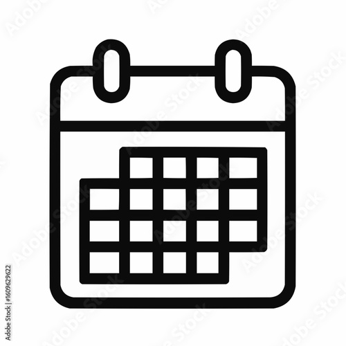 Simple calendar icon with grid design in minimal style  